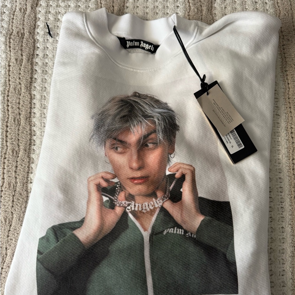 Palm Angels White Graphic Crewneck